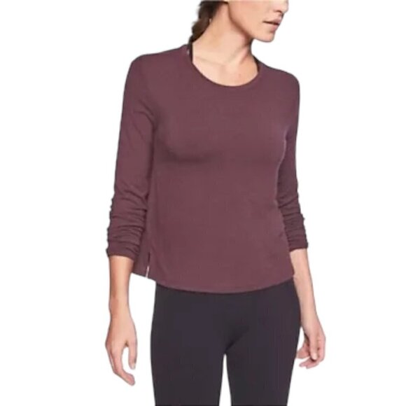 Athleta Burgundy Threadlight Long Sleeve Top Medium - Picture 1 of 4